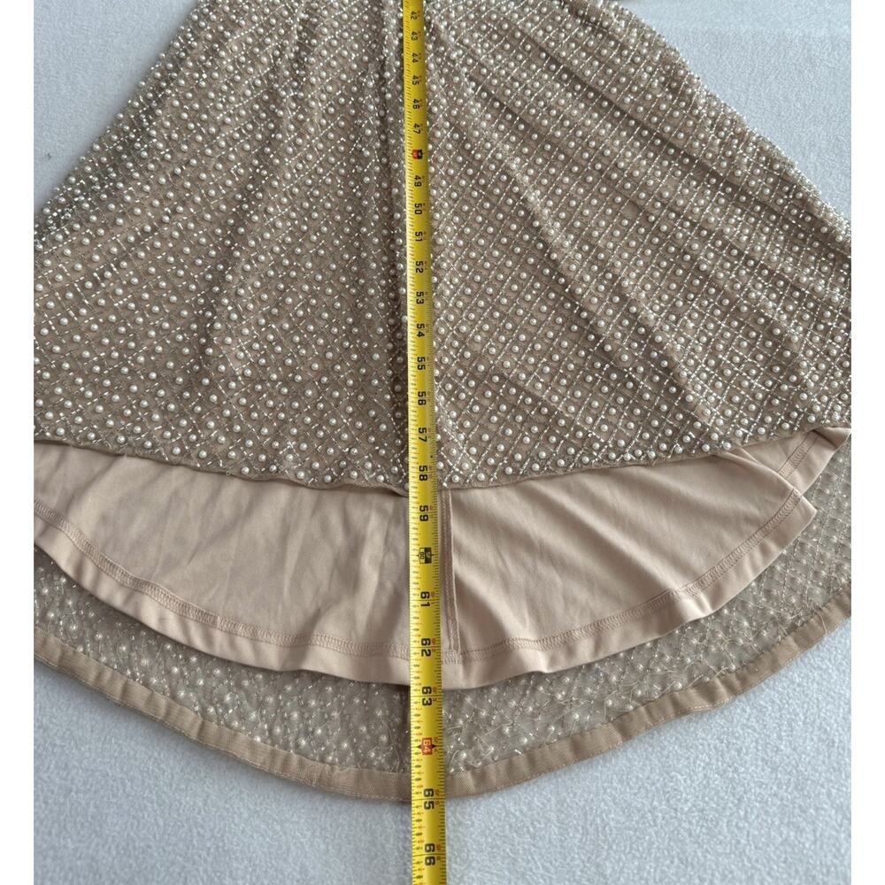 Mac Duggal 10062 Beige Size 4 Wrap Over Pearl Gown Beaded Bishop Sleeves NWT - Picture 10 of 16